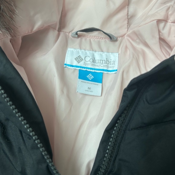 COLUMBIA GIRLS Black Puffer Jacket with Faux Fur Trim - Picture 2 of 7